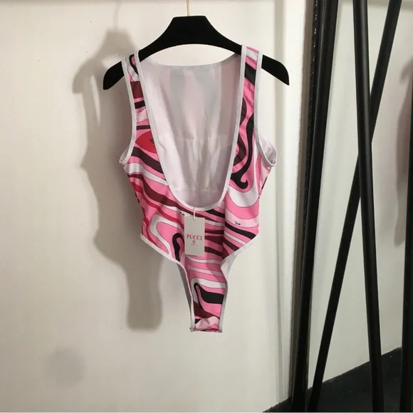 Emilio Pucci Color-Block Swirl One-Piece Swimsuit & Sarong Set - Picture 2 of 8